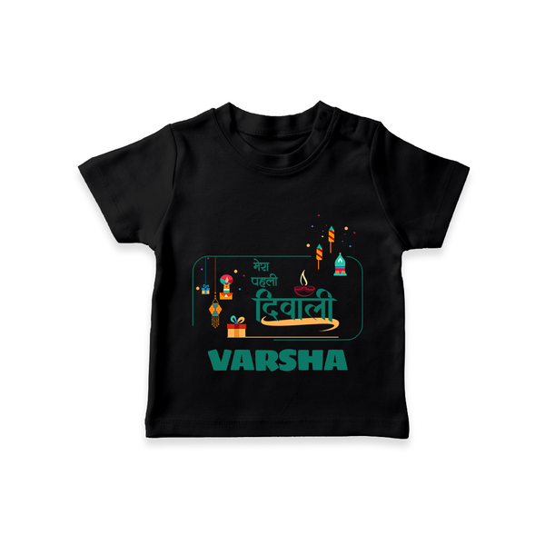 Happy Diwali | Twinkle and Celebrate Personalized T-Shirt - BLACK - 0-5 Months Old (Chest 17")