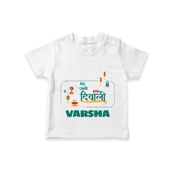 Happy Diwali | Twinkle and Celebrate Personalized T-Shirt - WHITE - 0-5 Months Old (Chest 17")