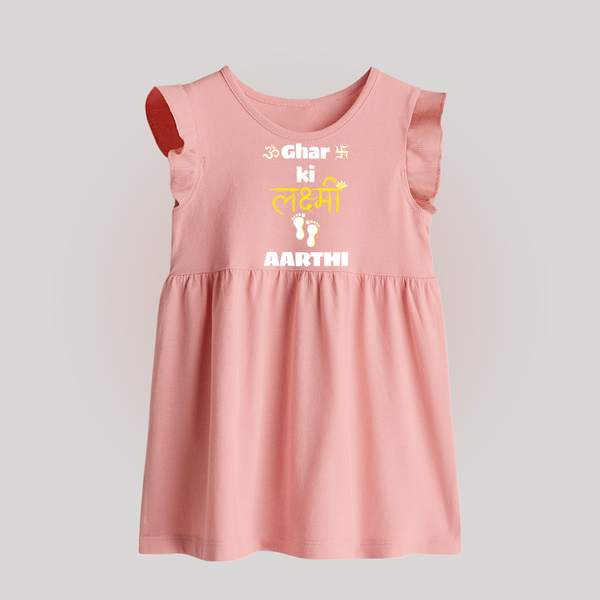 Happy Diwali | Shubh Labh Celebration Baby Frock - BABY PINK - 0 - 3 Months Old (Chest 17")