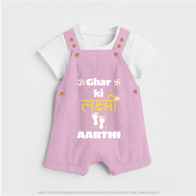 Happy Diwali | Shubh Labh Celebration Dungaree Set - BABY PINK - 0 - 5 Months Old (Chest 18")