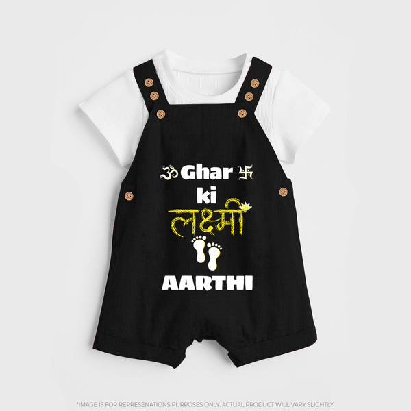 Happy Diwali | Shubh Labh Celebration Dungaree Set - BLACK - 0 - 5 Months Old (Chest 18")
