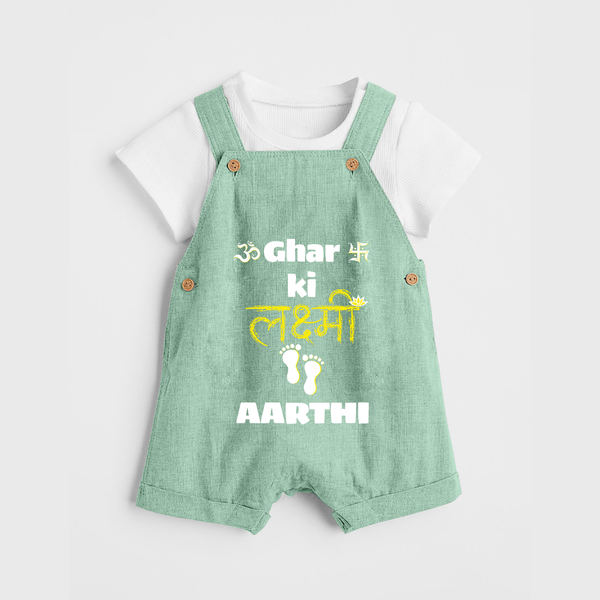 Happy Diwali | Shubh Labh Celebration Dungaree Set - MINT GREEN - 0 - 5 Months Old (Chest 18")