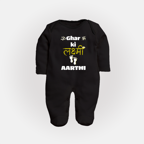 Happy Diwali | Shubh Labh Celebration Sleep Suit - BLACK - New Born (Chest 7.5")