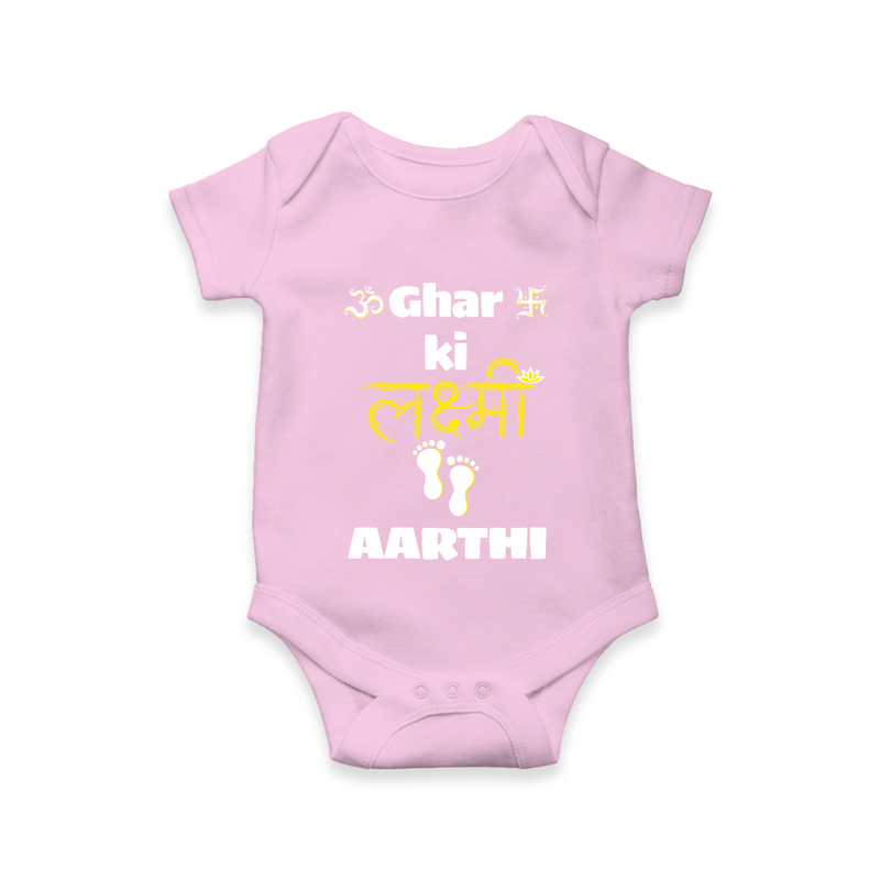 Happy Diwali | Shubh Labh Celebration Romper - BABY PINK - New Born (Chest 14")