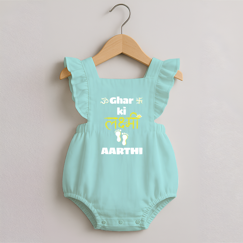 Happy Diwali | Shubh Labh Celebration Romper Frock - MINT GREEN - 0 - 3 Months Old (Chest 19")