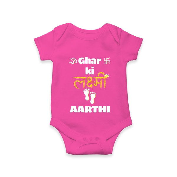 Happy Diwali | Shubh Labh Celebration Romper - HOT PINK - New Born (Chest 14")