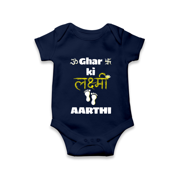 Happy Diwali | Shubh Labh Celebration Romper - NAVY BLUE - New Born (Chest 14")