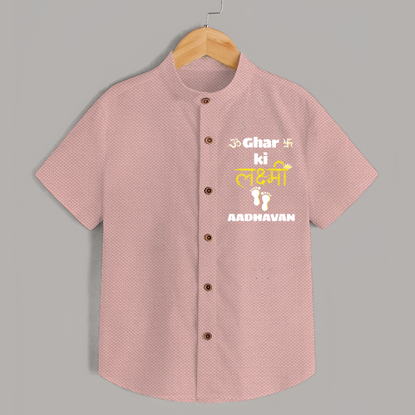 Happy Diwali | Shubh Labh Celebration Shirt - PEACH - 0 - 6 Months Old (Chest 23")