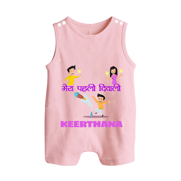 Happy Diwali | Laxmi Puja Little Star Romper Suit - BABY PINK - 0 - 5 Months Old (Chest 18")