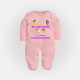 Happy Diwali | Laxmi Puja Little Star Sleep Suit - BABY PINK - New Born (Chest 7.5")
