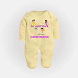 Happy Diwali | Laxmi Puja Little Star Sleep Suit - PASTEL YELLOW - New Born (Chest 7.5")