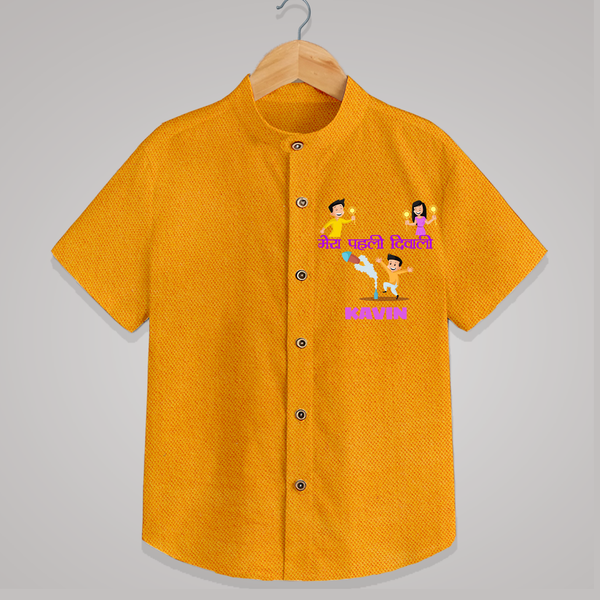 Happy Diwali | Laxmi Puja Little Star Shirt - CHROME YELLOW - 0 - 6 Months Old (Chest 23")