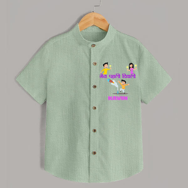Happy Diwali | Laxmi Puja Little Star Shirt - MINT GREEN - 0 - 6 Months Old (Chest 23")