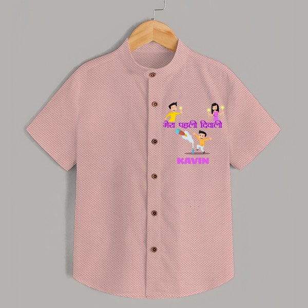 Happy Diwali | Laxmi Puja Little Star Shirt - PEACH - 0 - 6 Months Old (Chest 23")