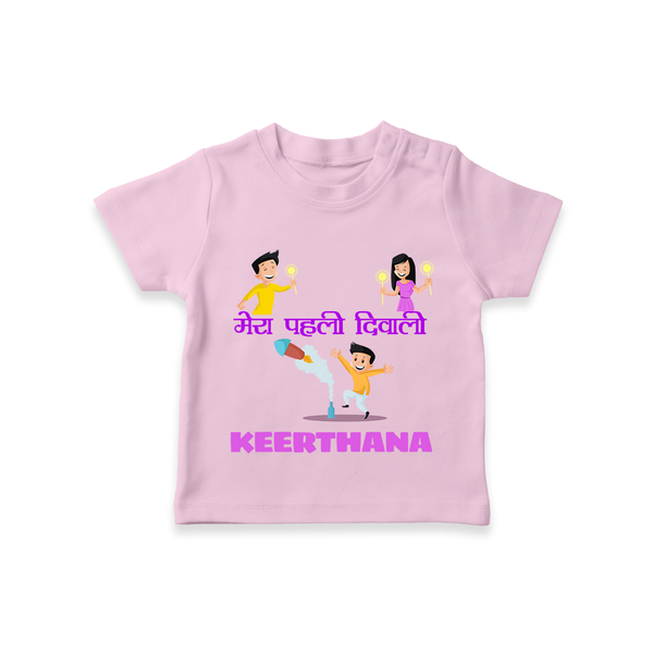 Happy Diwali | Laxmi Puja Little Star T-Shirt - BABY PINK - 0-5 Months Old (Chest 17")