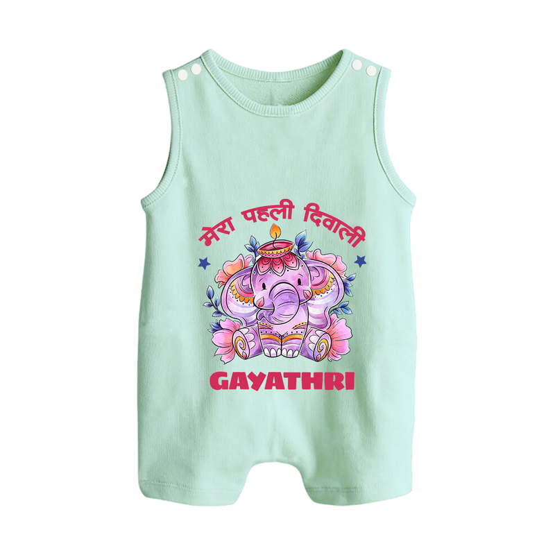 Happy Diwali | Little Star of the Celebration Romper Suit - MINT GREEN - 0 - 5 Months Old (Chest 18")