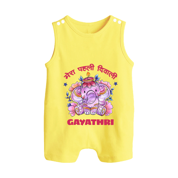 Happy Diwali | Little Star of the Celebration Romper Suit - PASTEL YELLOW - 0 - 5 Months Old (Chest 18")