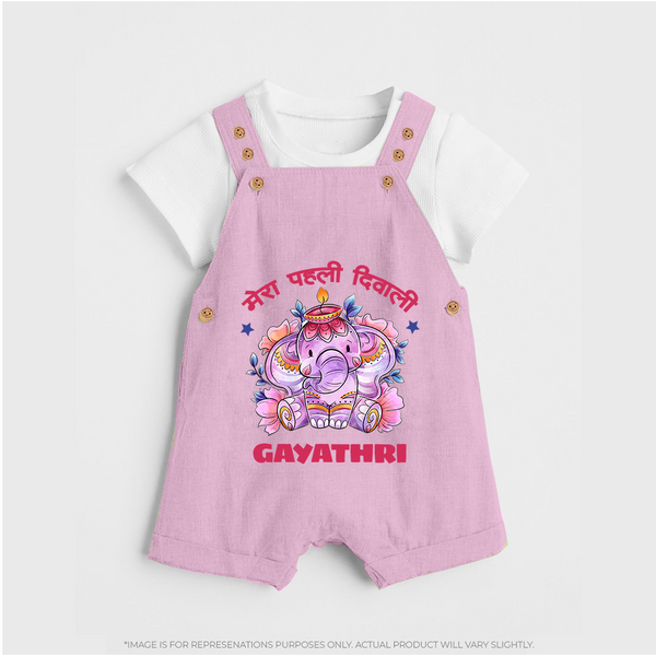 Happy Diwali | Little Star of the Celebration Dungaree Set - BABY PINK - 0 - 5 Months Old (Chest 18")