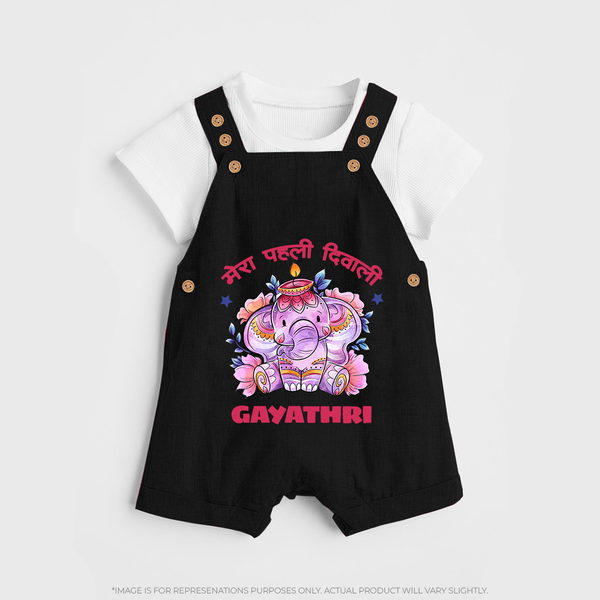 Happy Diwali | Little Star of the Celebration Dungaree Set - BLACK - 0 - 5 Months Old (Chest 18")