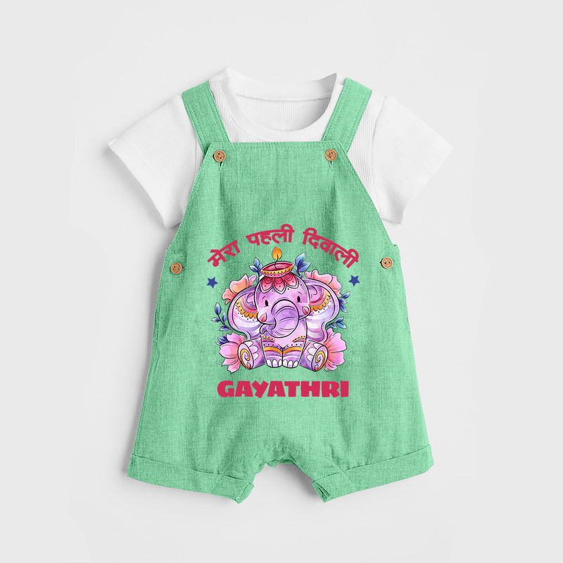 Happy Diwali | Little Star of the Celebration Dungaree Set - GREEN - 0 - 5 Months Old (Chest 18")