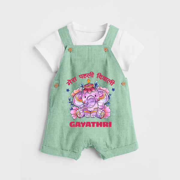 Happy Diwali | Little Star of the Celebration Dungaree Set - MINT GREEN - 0 - 5 Months Old (Chest 18")