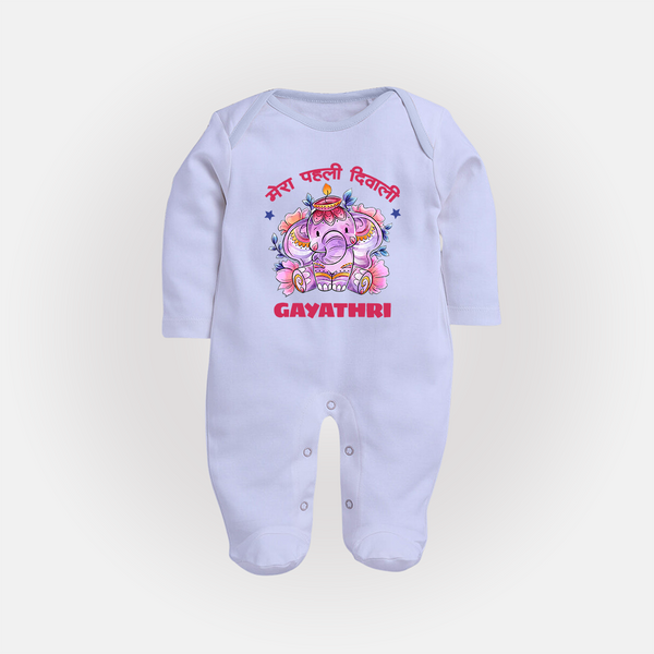 Happy Diwali | Little Star of the Celebration Sleep Suit - BABY BLUE - New Born (Chest 7.5")