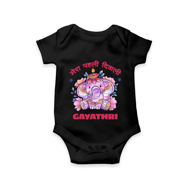 Happy Diwali | Little Star of the Celebration Romper - BLACK - New Born (Chest 14")