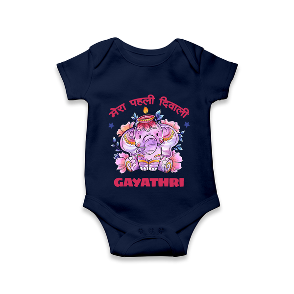 Happy Diwali | Little Star of the Celebration Romper - NAVY BLUE - New Born (Chest 14")