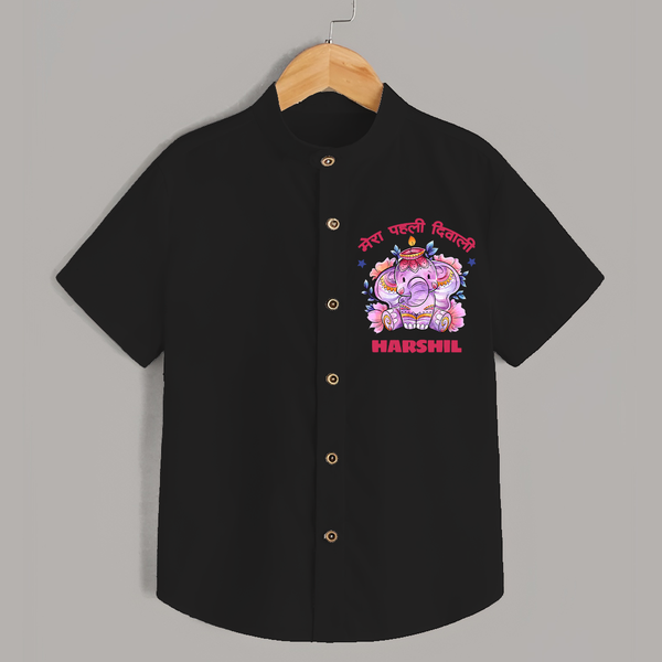 Happy Diwali | Little Star of the Celebration Shirt - BLACK - 0 - 6 Months Old (Chest 23")