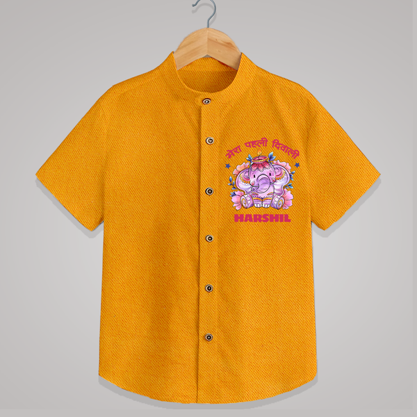 Happy Diwali | Little Star of the Celebration Shirt - CHROME YELLOW - 0 - 6 Months Old (Chest 23")