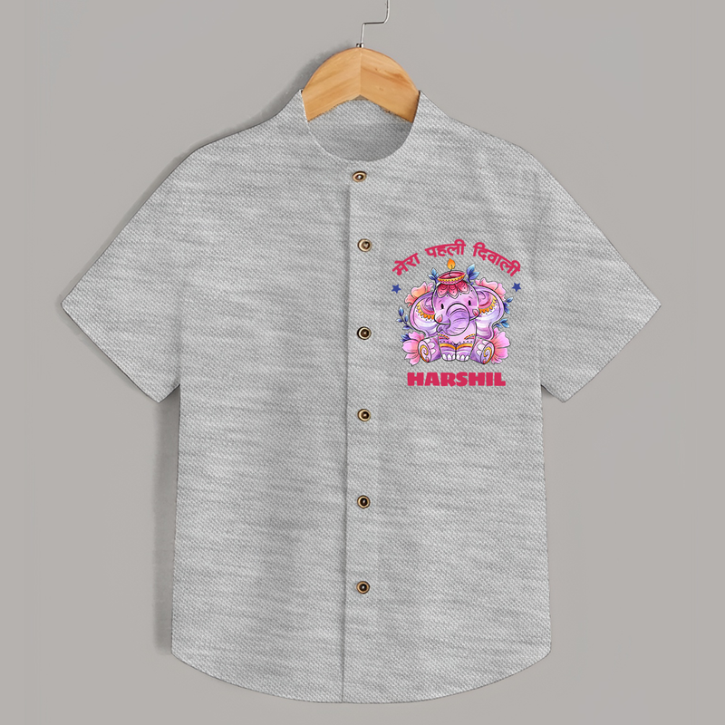 Happy Diwali | Little Star of the Celebration Shirt - GREY - 0 - 6 Months Old (Chest 23")