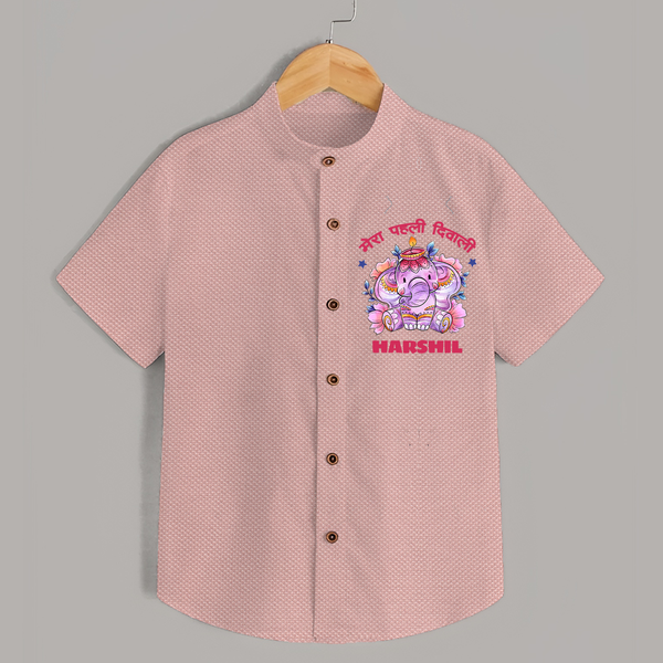 Happy Diwali | Little Star of the Celebration Shirt - PEACH - 0 - 6 Months Old (Chest 23")