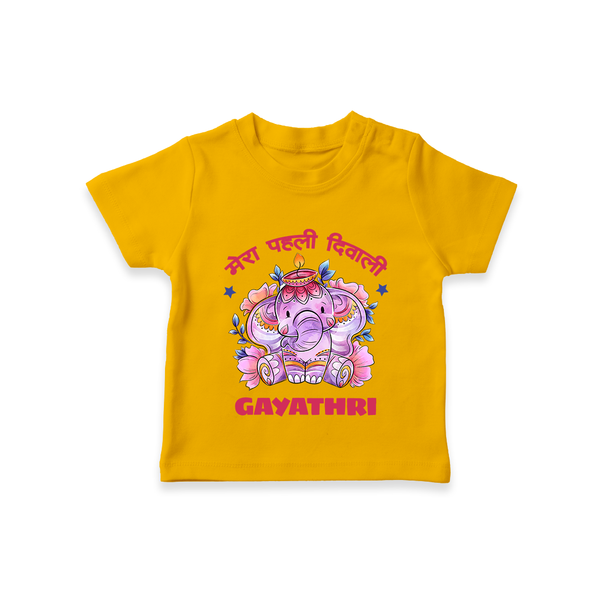 Happy Diwali | Little Star of the Celebration T-Shirt - CHROME YELLOW - 0-5 Months Old (Chest 17")
