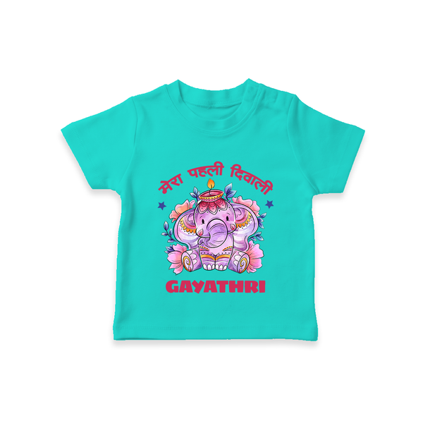 Happy Diwali | Little Star of the Celebration T-Shirt - TEAL - 0-5 Months Old (Chest 17")
