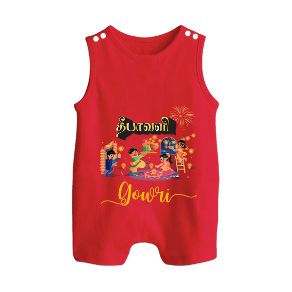 Happy Diwali | Traditional Celebration Fun Romper Suit - RED - 0 - 5 Months Old (Chest 18")