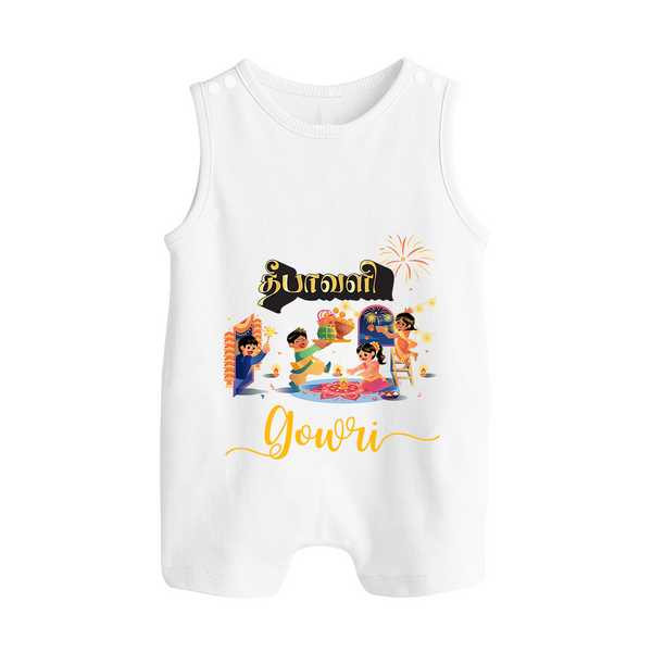 Happy Diwali | Traditional Celebration Fun Romper Suit - WHITE - 0 - 5 Months Old (Chest 18")