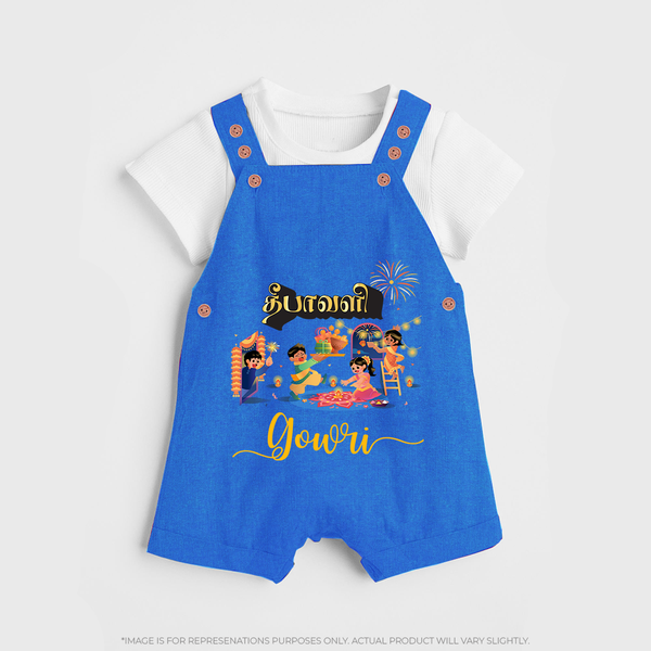 Happy Diwali | Traditional Celebration Fun Dungaree Set - COBALT BLUE - 0 - 5 Months Old (Chest 18")