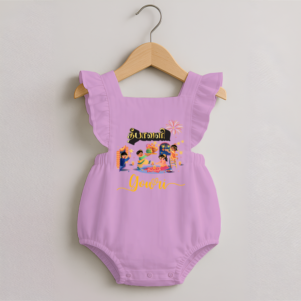 Happy Diwali | Traditional Celebration Fun Romper Frock - BABY PINK - 0 - 3 Months Old (Chest 19")