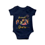 Happy Diwali | Traditional Celebration Fun Romper - NAVY BLUE - New Born (Chest 14")
