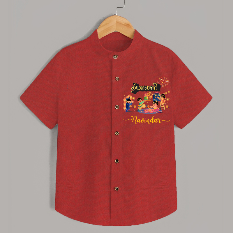 Happy Diwali | Traditional Celebration Fun Shirt - RED - 0 - 6 Months Old (Chest 23")