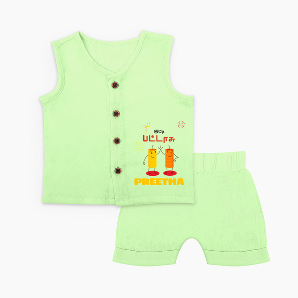 Happy Diwali | Celebration Heart and Fun Jabla Set - PASTEL GREEN - 0 - 3 Months Old (Chest 9.8")