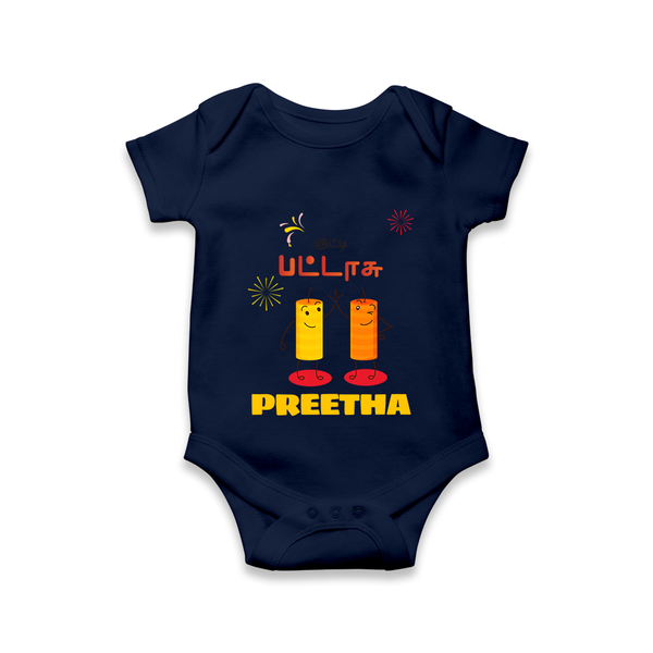 Happy Diwali | Celebration Heart and Fun Romper - NAVY BLUE - New Born (Chest 14")