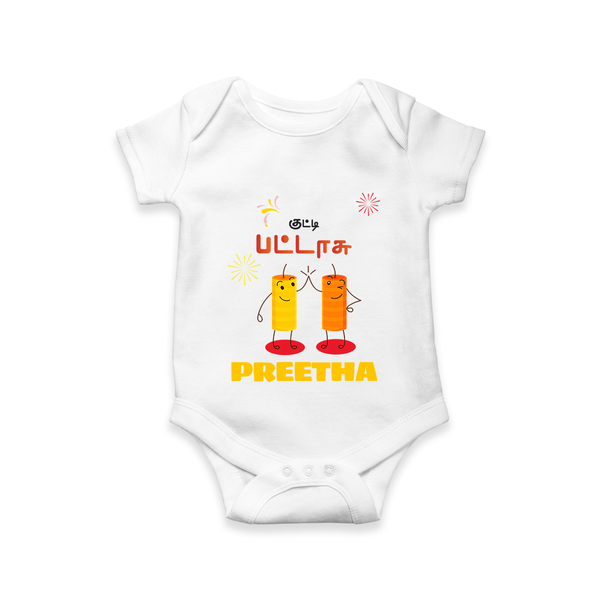Happy Diwali | Celebration Heart and Fun Romper - WHITE - New Born (Chest 14")