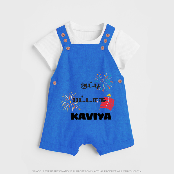 Happy Diwali | Mithai and Blessings Dungaree Set - COBALT BLUE - 0 - 5 Months Old (Chest 18")