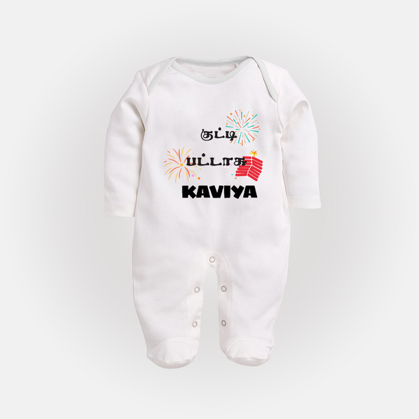 Happy Diwali | Mithai and Blessings Sleep Suit - WHITE - New Born (Chest 7.5")