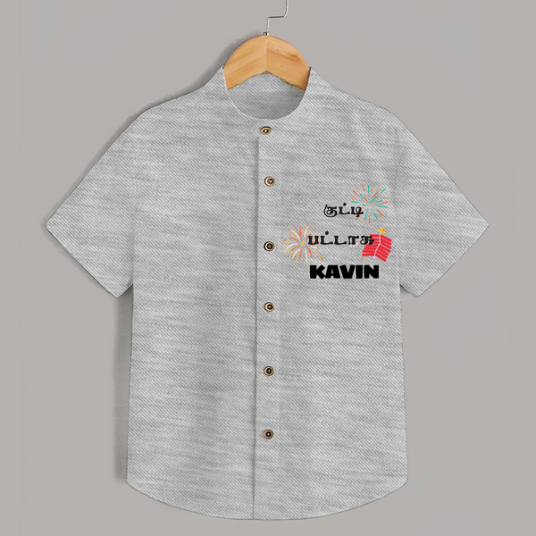 Happy Diwali | Mithai and Blessings Shirt - GREY - 0 - 6 Months Old (Chest 23")