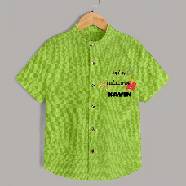 Happy Diwali | Mithai and Blessings Shirt - LIME GREEN - 0 - 6 Months Old (Chest 23")