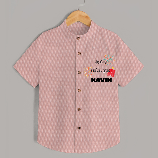 Happy Diwali | Mithai and Blessings Shirt - PEACH - 0 - 6 Months Old (Chest 23")