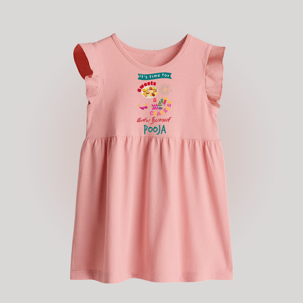 Happy Diwali | Cherished Diwali Celebration Baby Frock - BABY PINK - 0 - 3 Months Old (Chest 17")