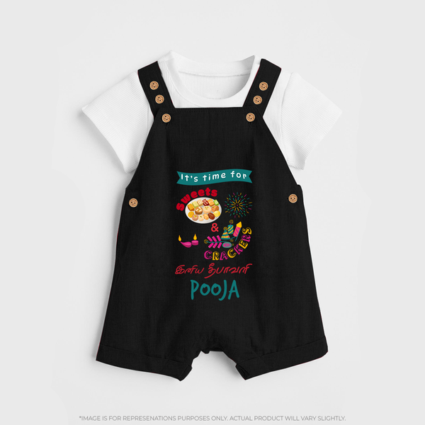 Happy Diwali | Cherished Diwali Celebration Dungaree Set - BLACK - 0 - 5 Months Old (Chest 18")